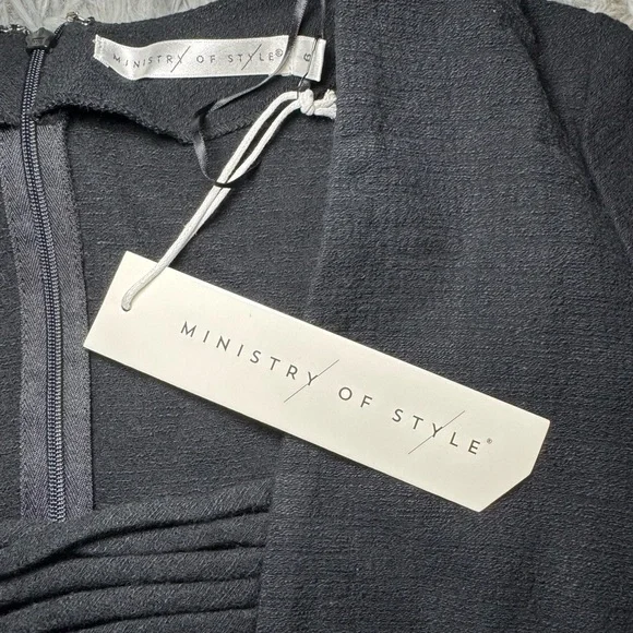 NWT Ministry of Style Lace Up Fray Midi Dress - Black Size 6 - Picture 5 of 6